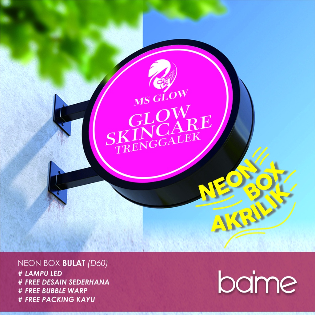 neon box bulat 60cm + breked