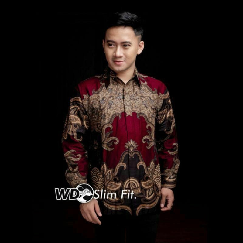 Kemeja Batik Pria Modern Lengan Panjang Casual Modis Slim Fit Trendy Masa Kini OL 162