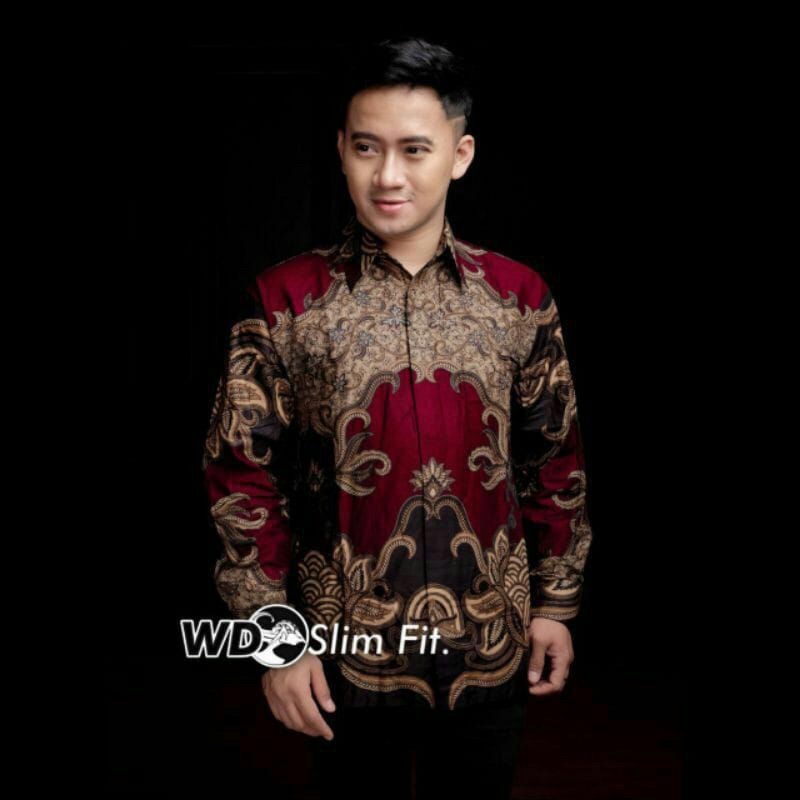 Kemeja Batik Pria Modern Lengan Panjang Casual Modis Slim Fit Trendy Masa Kini OL 162