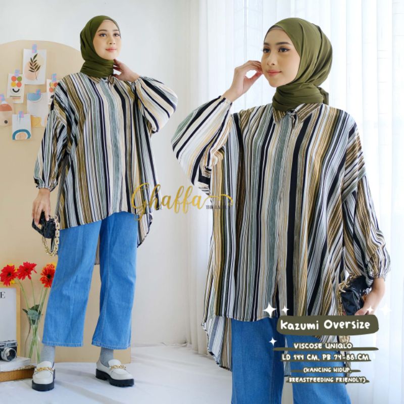 Kazumi oversize blouse motif lurik by ghaffa the label