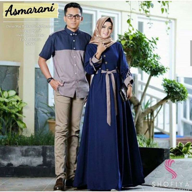 Baju Gamis Dress Couple Pasangan Kondangan Bunda Wanita Pria Mama Papa Cowo Cewe Busui Muslim S M L 
