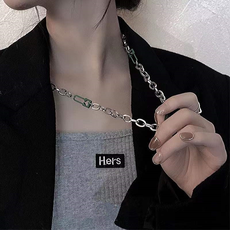 Kalung Rantai Tebal Gaya Punk Hip Hop Bahan Metal Untuk Wanita