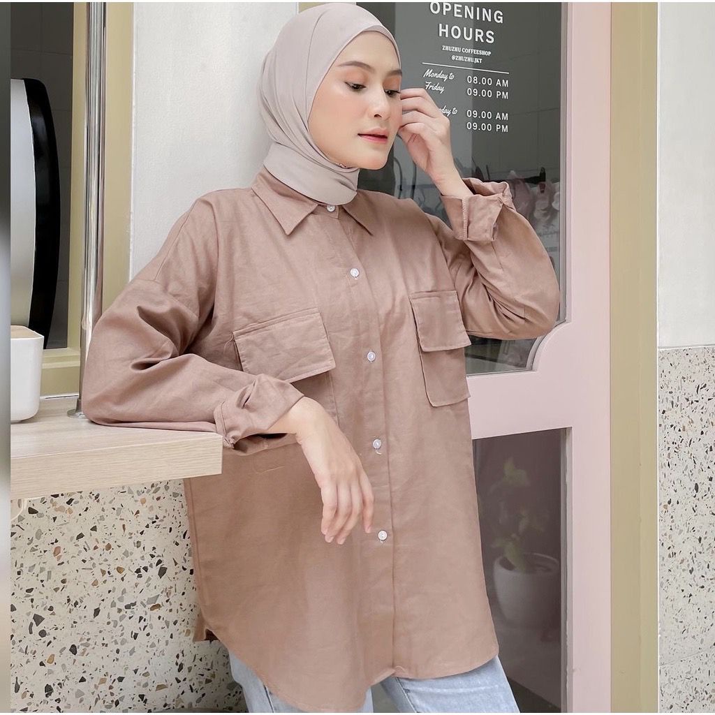 1KG MUAT 5PCS | KANAKANI BASIC TOP SHIRT KEMEJA SAKU KANCING HITS PREMIUM OOTD SELEBGRAM FASHION WANITA TERBEST SELLER