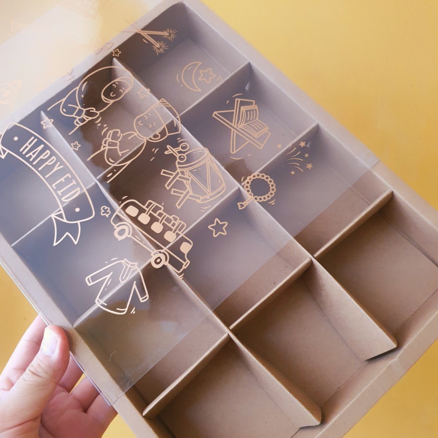 

( 5 Pcs ) Dus Mika Eid Mubarak Sekat 12 Box Packaging Hampers Kue Snack Lebaran Kotak Nastar Cookies Parcel Idul Fitri