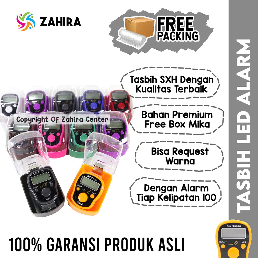 Tasbih Digital LED ALARM SXH BUZZER Per 100 Ibadah Sholat Wirid Souvenir Pernikahan Haji Umroh