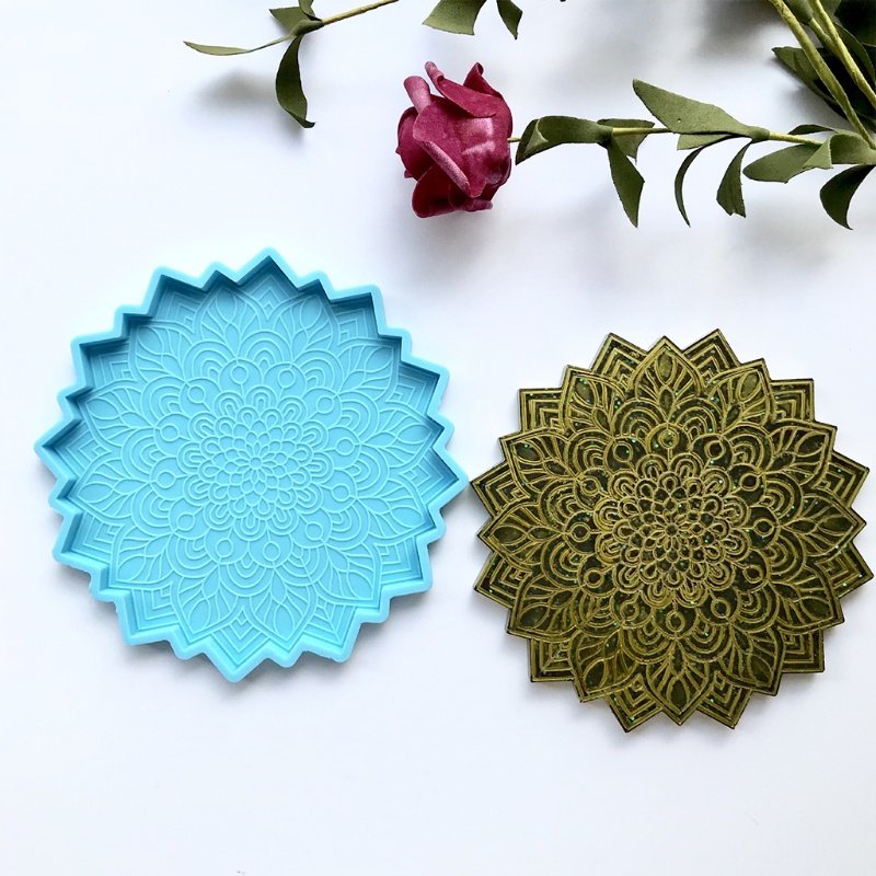 SIY  Coaster Resin Molds Silicone Mandala Coaster Mold Epoxy Resin Casting Molds