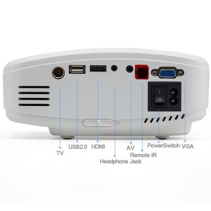 CHEERLUX C6 MINI PROYEKTOR PROJECTOR PORTABLE LED LCD 1200 LUMENS TV - PUTIH