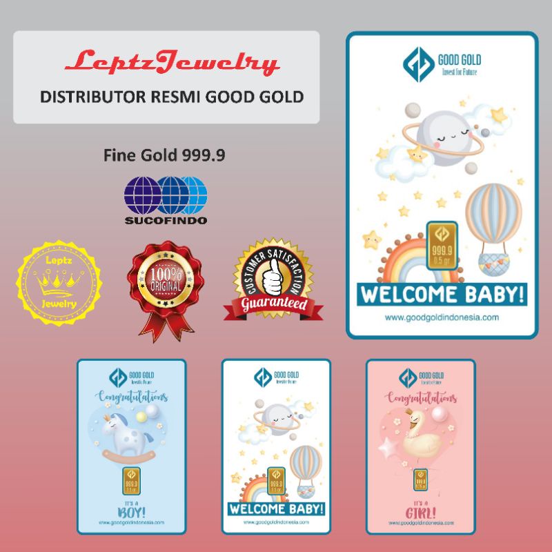 Logam Mulia Good Gold gift series, emas 24k: 0,5 gram dan 1 gram edisi Welcome Baby