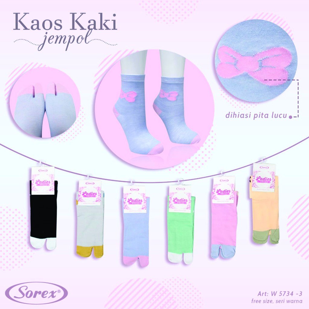 Kaos Kaki Wanita 1 set isi 3 pasang Sorex W 5735-3 / Ladies Socks Jempol Sneaker Semata Kaki W5735-3
