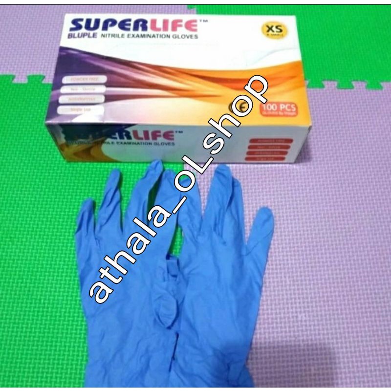 Superlife glove nitrile/Sarung tangan nitrile Blueple/handscoon nitrile