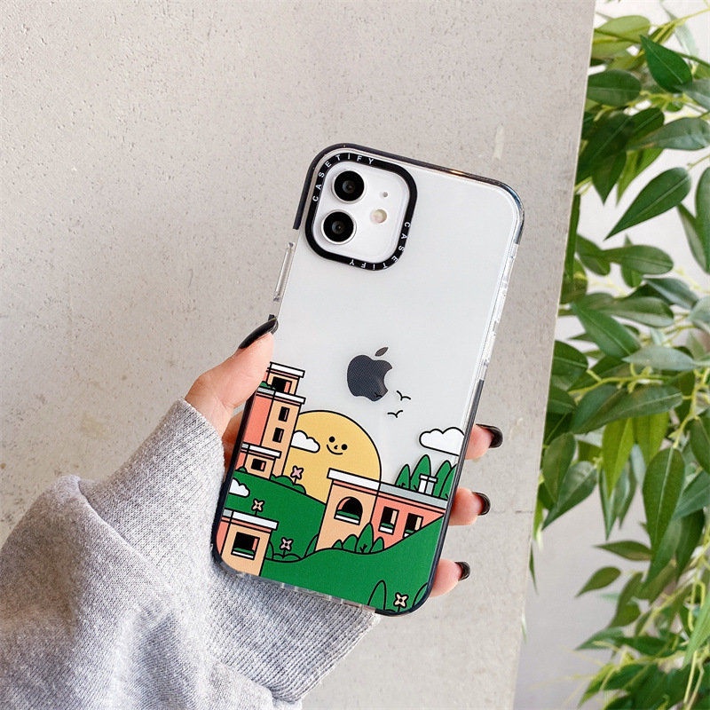 Soft Case Motif Kartun Matahari Untuk iPhone 11 / 12 / 13 Pro Max 7 / 8 Plus / X / XR / Xs Max