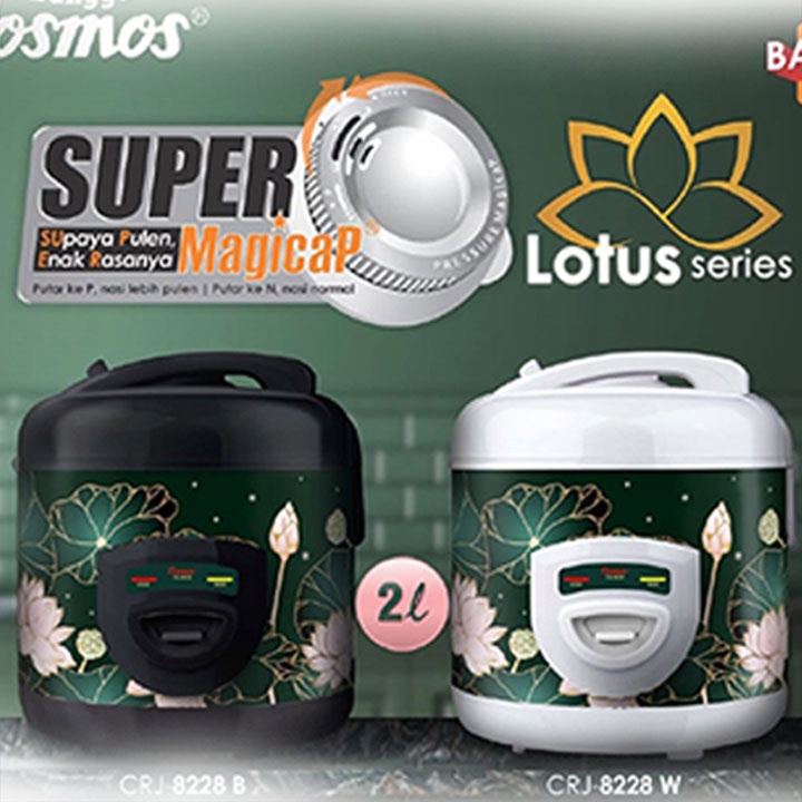 Magic Com COSMOS CRJ 8228 B / W 2 Liter Lotus Series SUPER MagicaP - Putih mantap