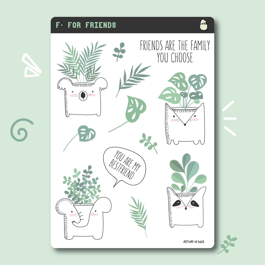 

F-For Friends Stickers / Aesthetic Stickers/ Bujo/ Plant