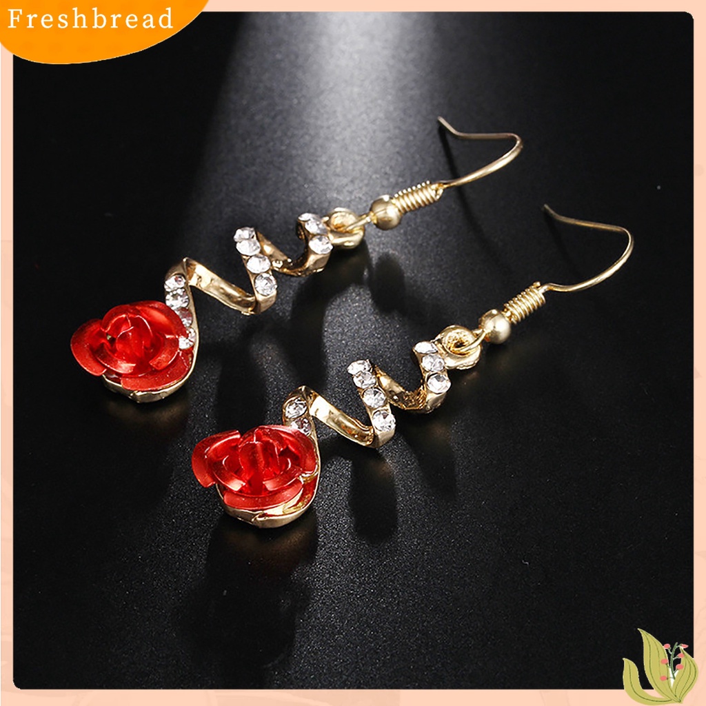 Terlaris 1 Pair Rose Flower Shape Women Earrings All-matched Elegant Spiral Long Dangle Earrings Jewelry Accessory