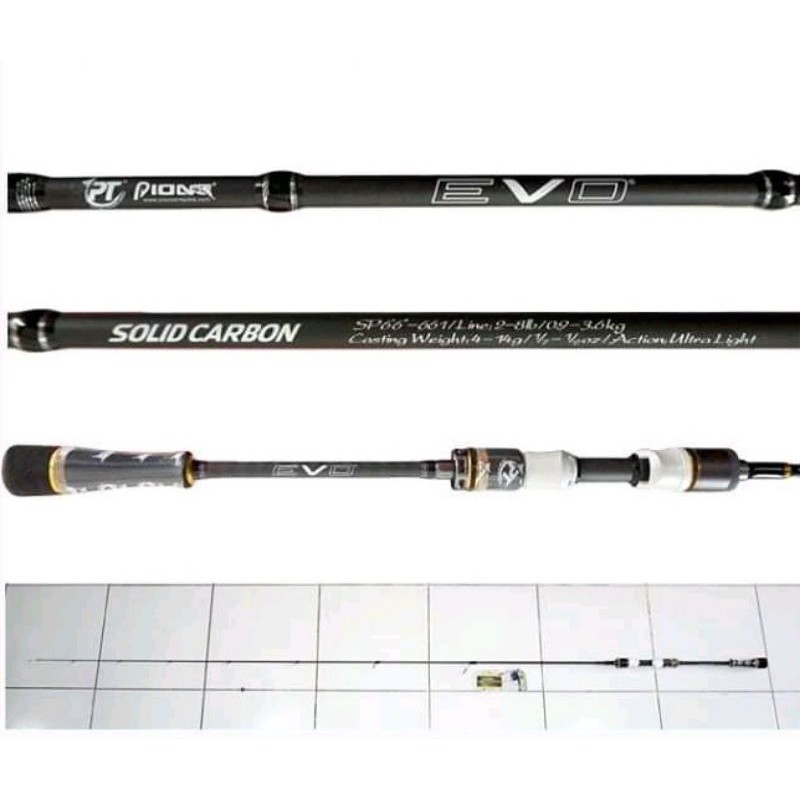 joran UL PIONEER EVO SOLID CARBON 198 cm, 2-8 lb gen 1 one section, baca diskripsi