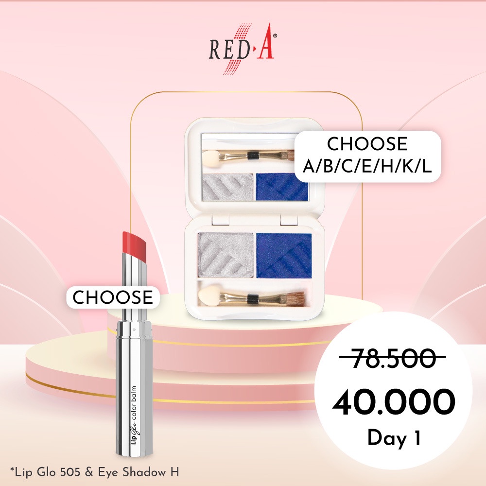 Paket Eye Shadow Lip Glo Color Balm Red A