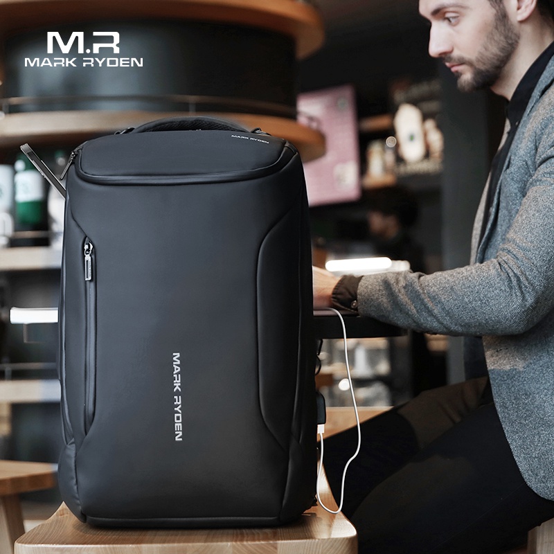 SmallLee Mark Ryden Ransel Laptop Kain Oxford 2021 Baru Anti-Pencuri Tahan Air Fashion Bisnis Ransel Multifungsi 15.6 Inch Tas Laptop USB Pengisian Tas Travel untuk Pria