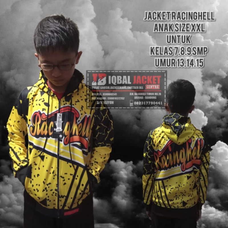 COD JAKET ANAK RACING HELL PRINTING ORIGINAL DISTRO KUNING Jaket anak sweater anak pria cowok wanita