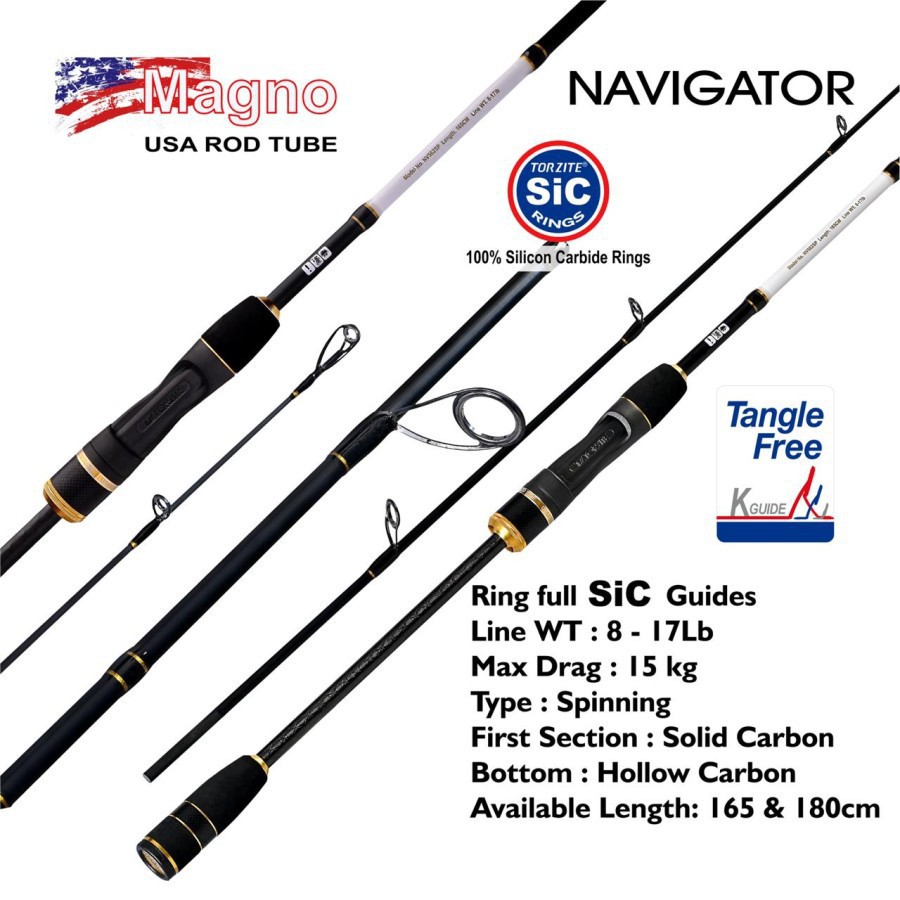 Joran Spinning Kuat Magno Navigator Blank Carbon Solid 165 180 Max Drag 15Kg Murah Terbaru