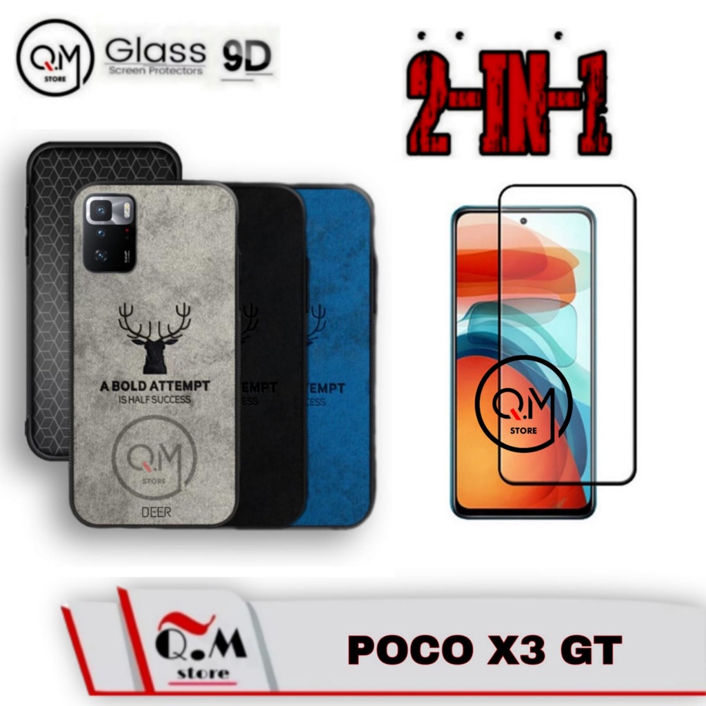 PAKET 2 IN1 Case Deer Xiaomi Poco X3 GT Softcase Deer TPU High Quality Pelindung Back Cover