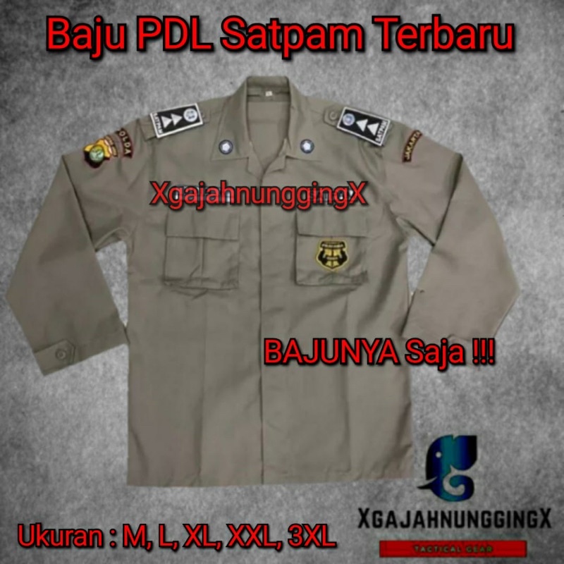 Kemeja PDH Satpam Coklat Terbaru Atasan Baju PDH Security Cokelat American Drill Berkualitas Bandung