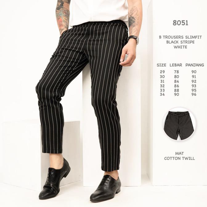 Celana Panjang Pria / Celana Stripe Ankle Pants