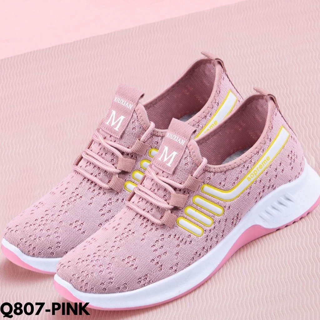 SEPATU SNEAKERS WANITA MOTIF BERTALI ALA SPORTY GIRL BAHAN KANVAS MESH ANTI SLIP IMPORT Q807