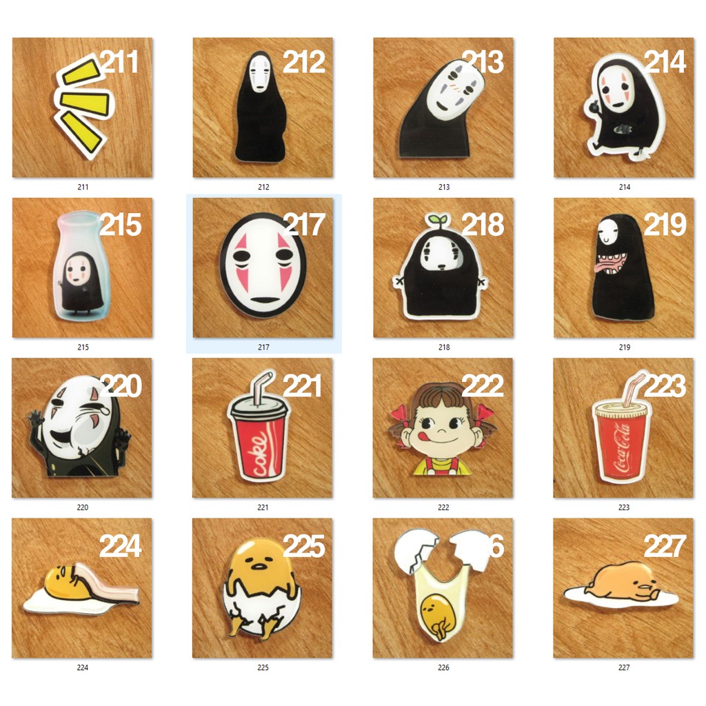 ACR 211-227 akrilik pin gantungan kunci jepit rambut kunciran badge magnet