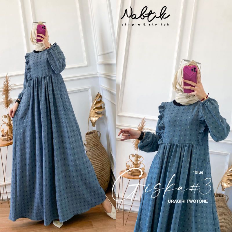 Neww gamis muslimah Giska #3 terbaru Ory bay nabtik/terlaris