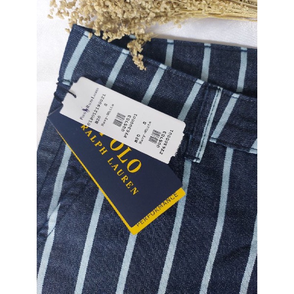 R&amp;LPH L*UREN (P*LO) NAVY STRIPED PANTS PREMIUM-CELANA KANTOR WANITA