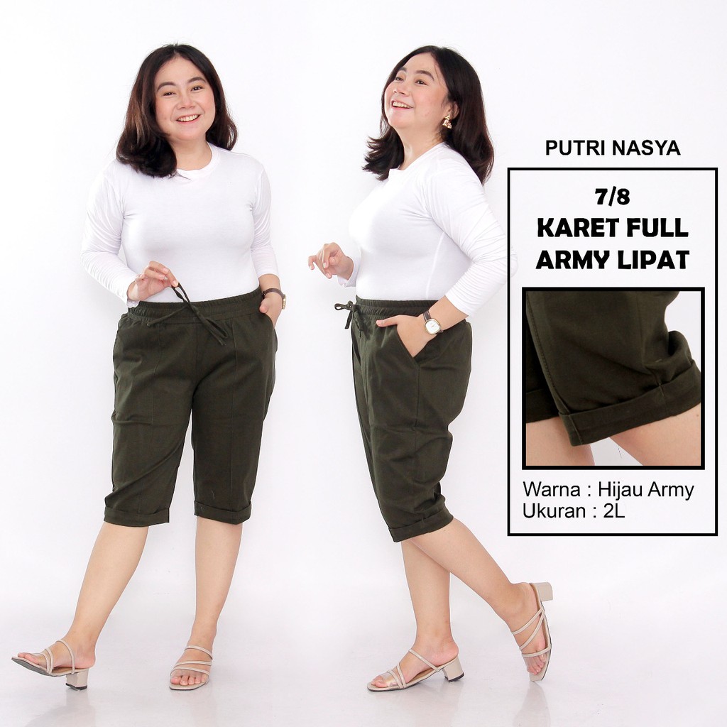 Celana 7/8 jumbo karet full / baggy pant jumbo / celana pendek model 8L-6L-5L-4L-2L-XL-S fit to L