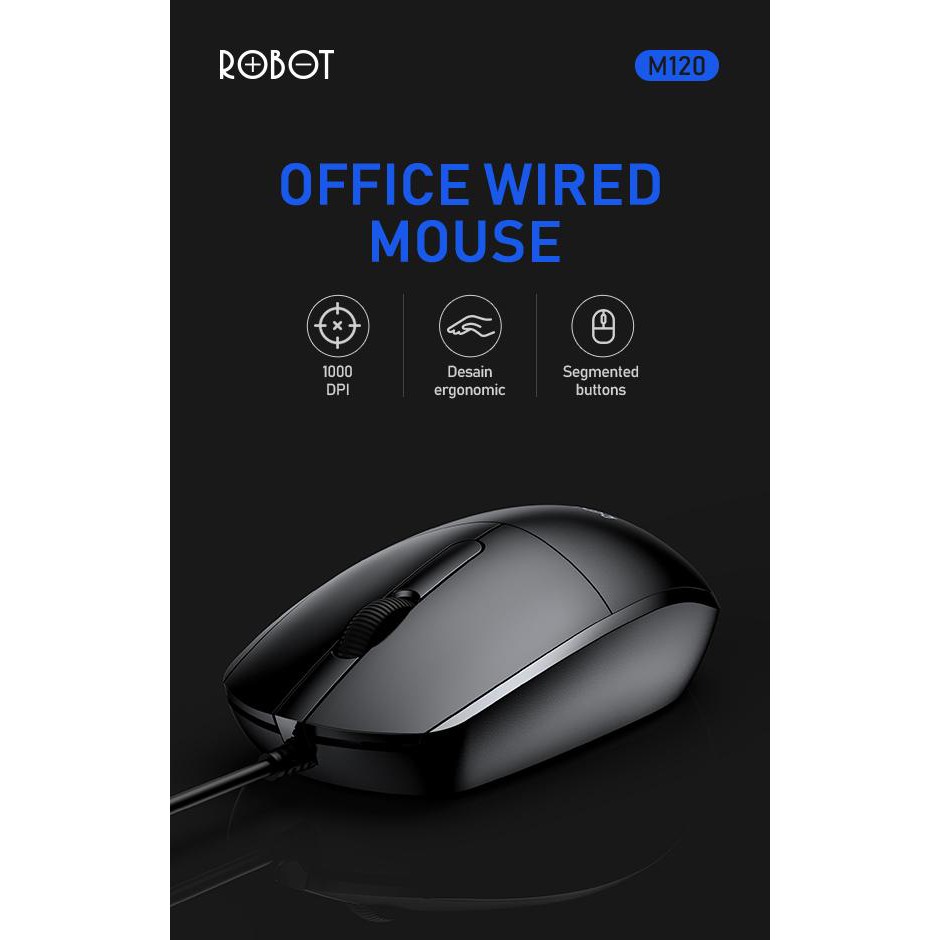 Mouse Robot M120 Office Wired Mouse 1000 DPI - Garansi Resmi 1 Tahun