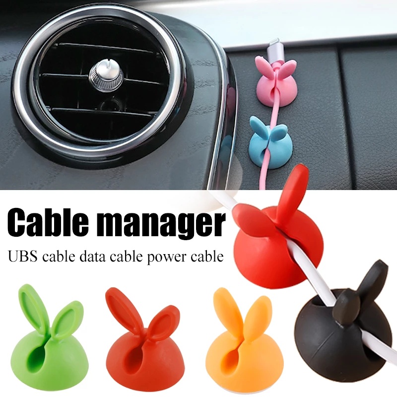 Klip Pengencang Kabel Charger / Mouse Universal Bentuk Telinga Kelinci Untuk Dashboard Mobil