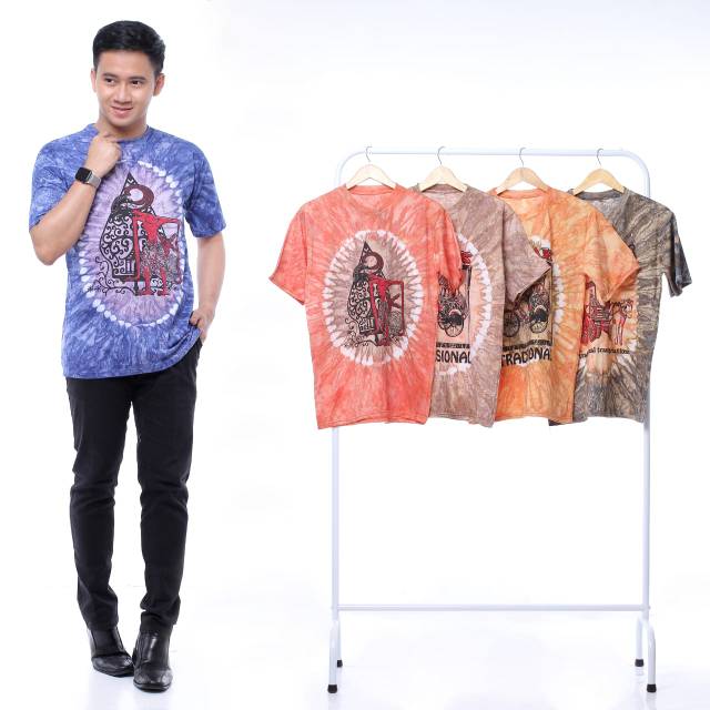 KAOS MODEL TIEDYE OVAL WAYANG/KAOS DEWASA MURAH M-XXL