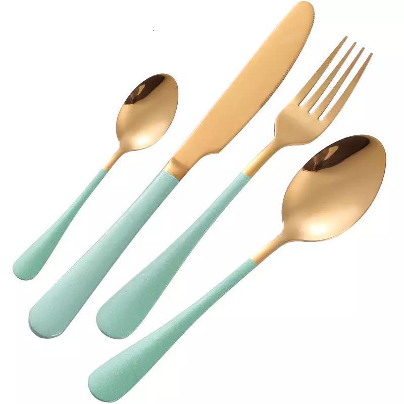 dinner table spoon set gold series portable / sendok garpu sendok teh pisau steak stainless set