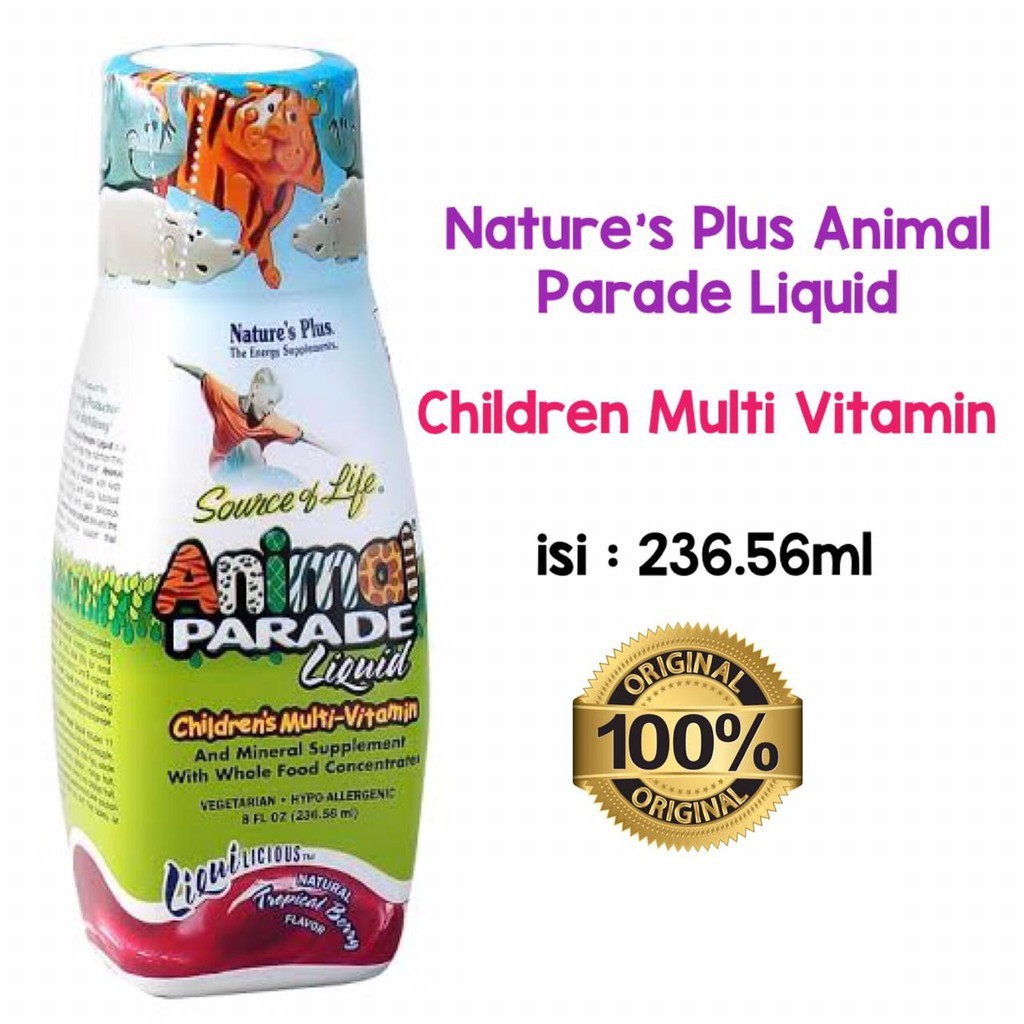 BPOM Nature’s Plus ANIMAL PARADE LIQUID Children Multi Vitamin C D3 Multivitamin Anak Natures Plus