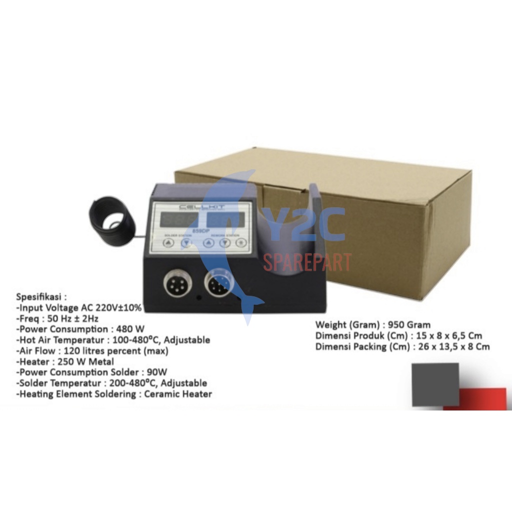 BLOWER / SOLDER UAP PORTABLE DIGITAL 2IN1 + SOLDER CELLKIT 859DP / ALAT SERVIS SERVICE HP LENGKAP TERLENGKAP TERMURAH