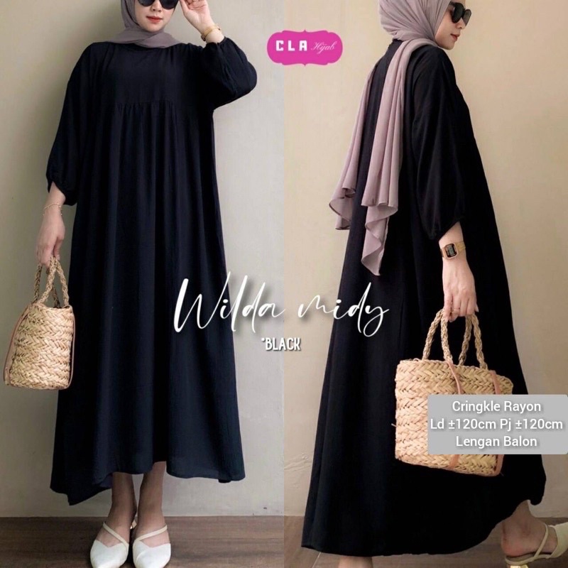 Wilda Midi Dress Rayon Crinkle Premium