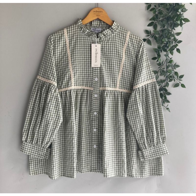 Sono Top Gingham Vintage Green Eclemix