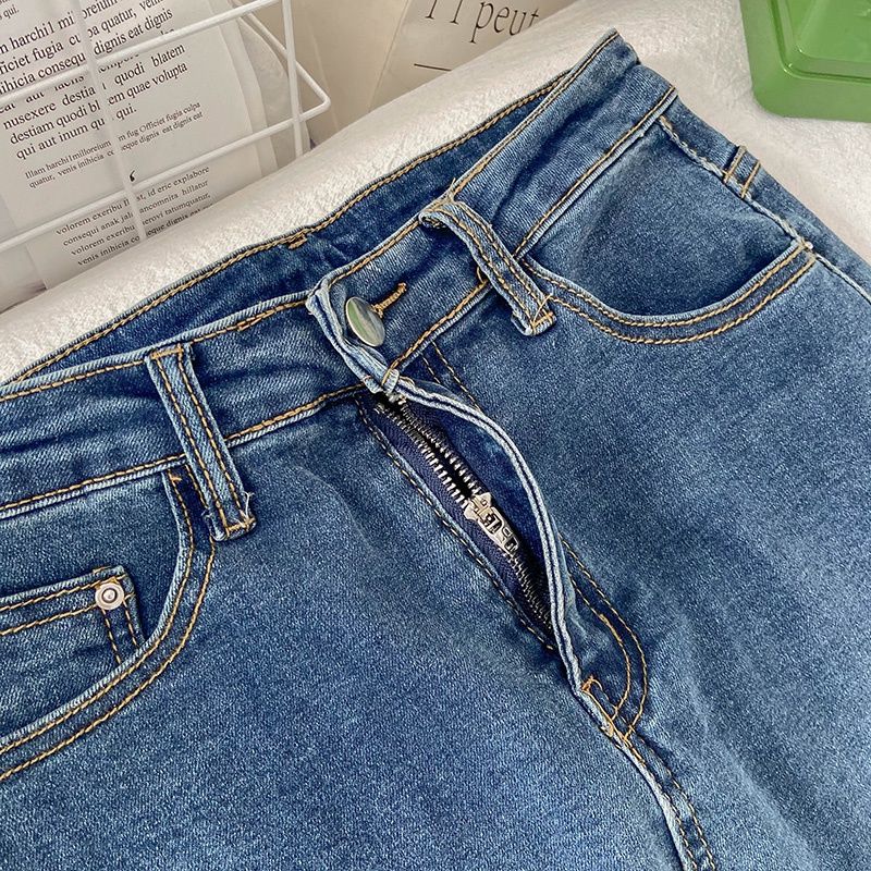 Korean Highwaist Lurus Celana Jeans Panjang Wanita Melar