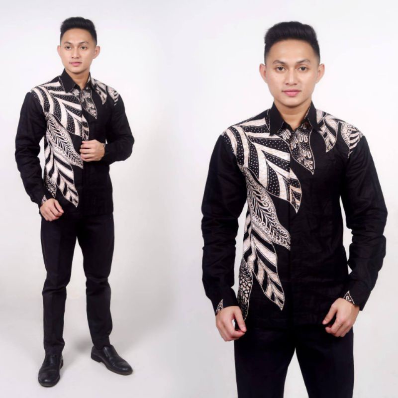 BAJU BATIK PRIA HITAM MANIS  LENGEN PANJANG PUNDAK