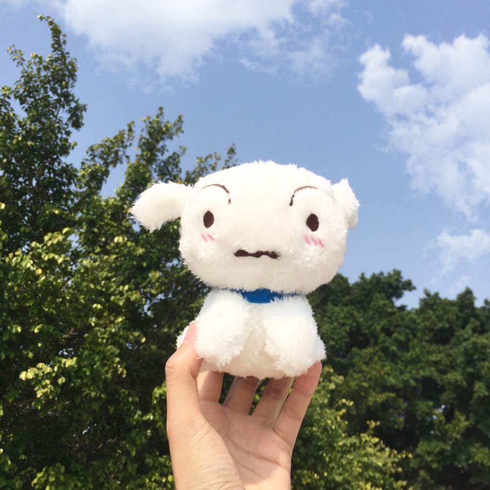 Needway  Fashion Crayon Shin Chan Kids Gifts Stuffed Plush Dolls White Dog Plush Keychain Anime Cute Bag Pendant Kids Toys Cartoon Crayon 13cm Plush Keyring