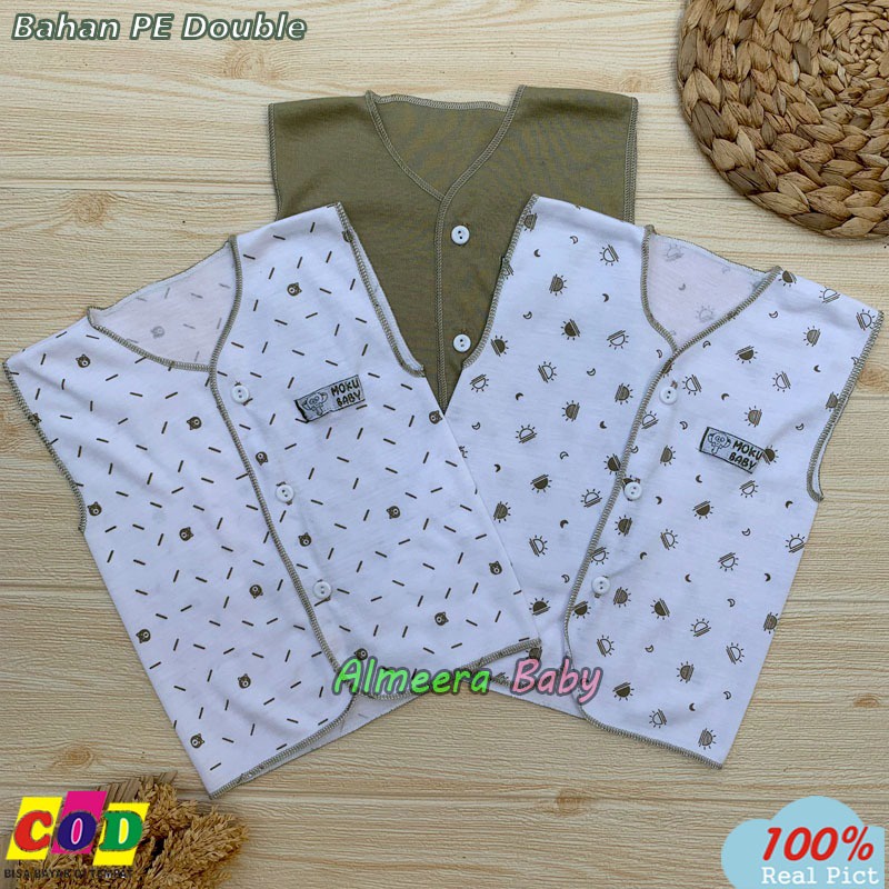 Isi 3 Baju Bayi Baru Lahir Baju Lengan Kutung Singlet Bayi Usia 0-3 Bulan Seri Army Almeera Baby and Kids