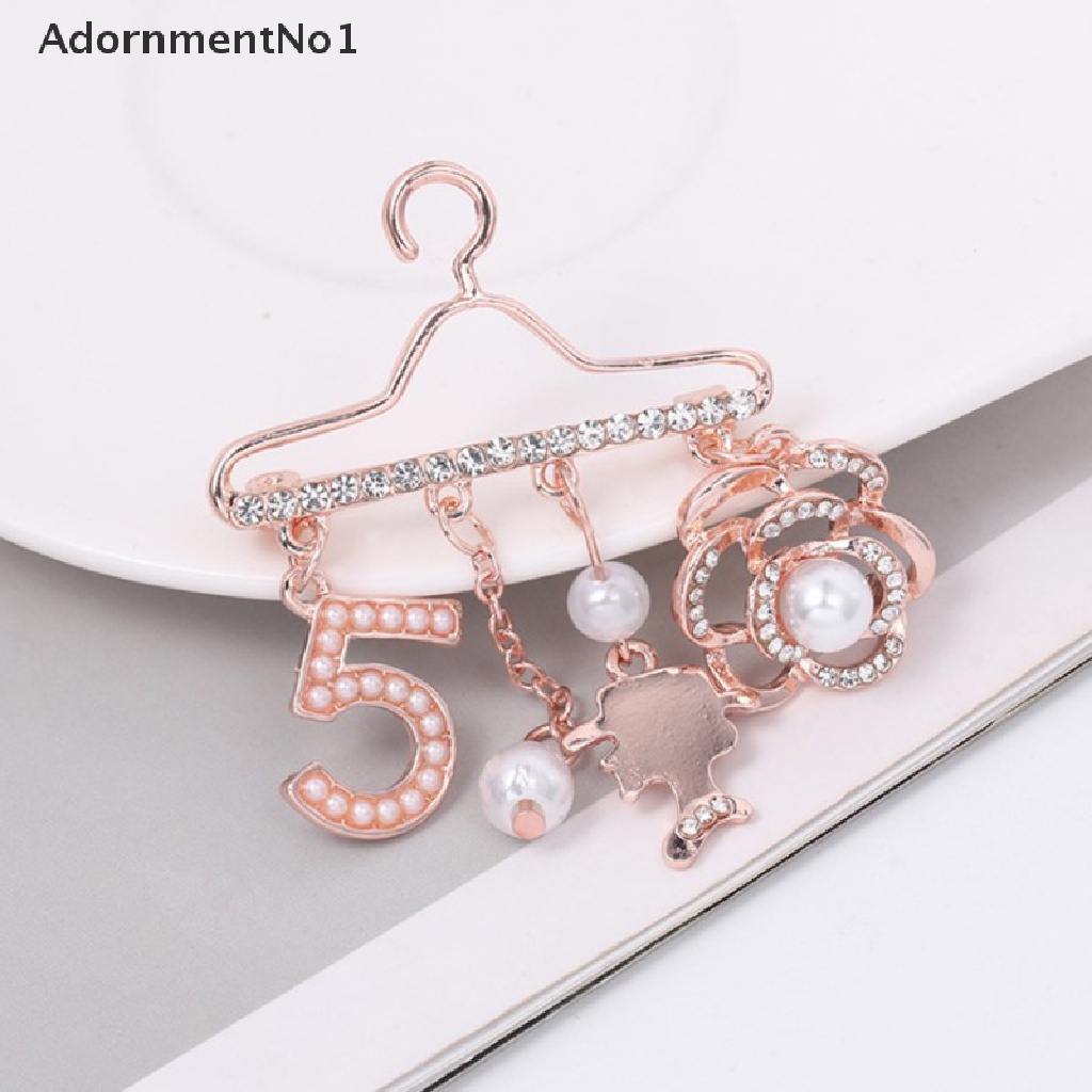 (AdornmentNo1) 1 Pc Gantungan Baju Mini Model Bunga Rose Gold + Mutiara + Berlian Imitasi DIY