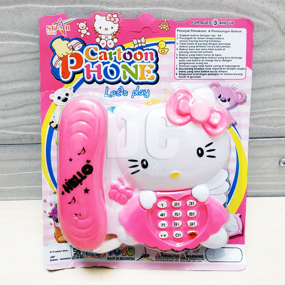 Telepon Hello Kitty Mainan Telfon Rumah Dengan Musik &amp; Lampu