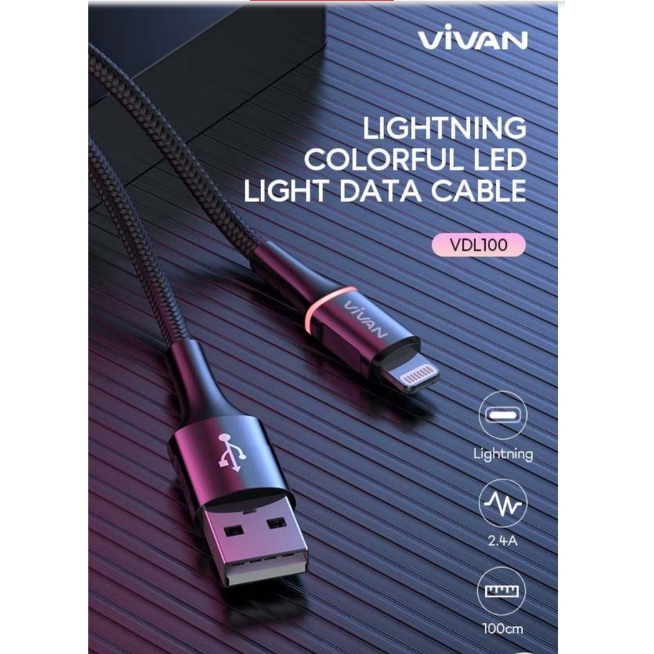 Kabel Data VIVAN BTK-L / VDL100/ MGL100 Fast Charging 100CM 2.4A Lighting for Iphone / Apple