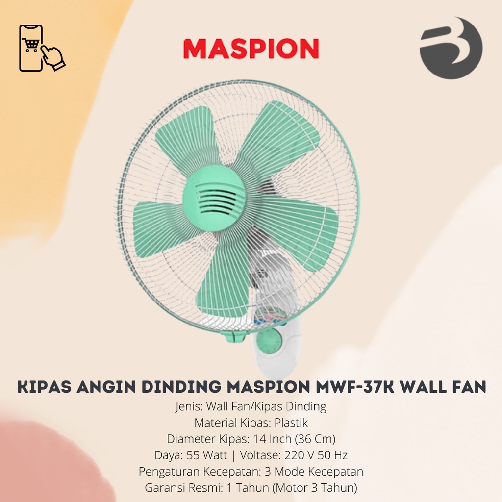 Kipas Angin Dinding Maspion MWF-37K Wall Fan