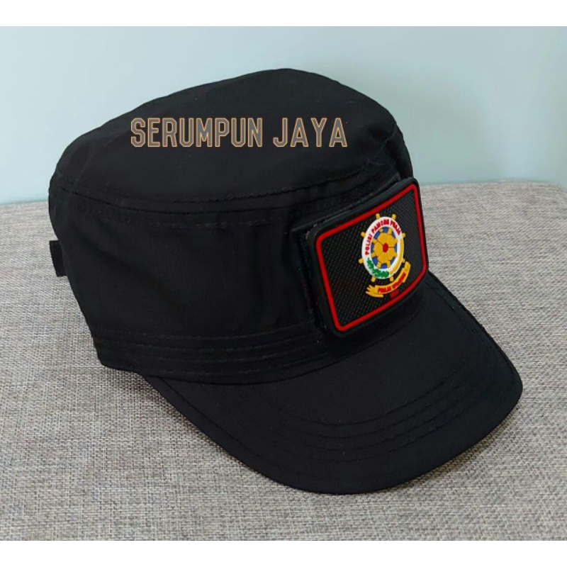 TOPI KOMANDO SATPOL PP - TOPI SATPOL PP - TOPI KOMANDO SATPOL PP 2 PATCH HITAM