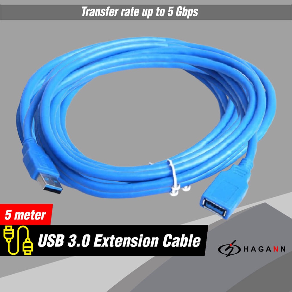 Kabel USB 3.0 Male to Female Extension Sambungan Perpanjangan 5M Cable 5 Meter Extention