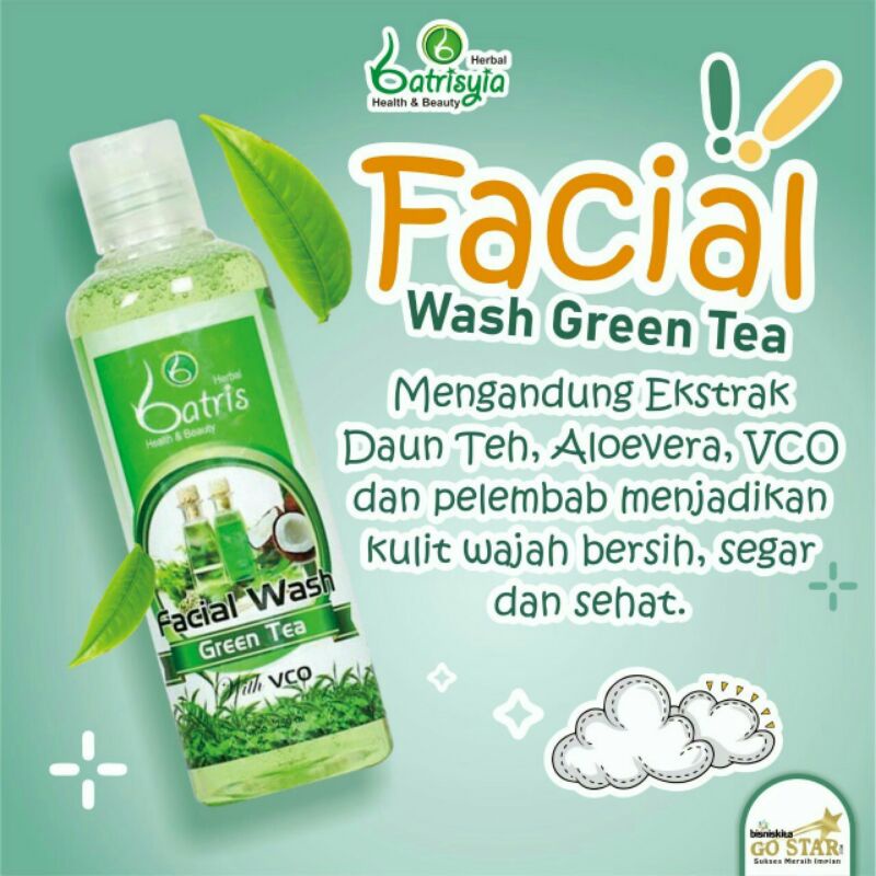 Facial Wash Greentea Batrisyia Untuk Kulit Berjerawat Kering Bruntus|Skincare Kulit Berjerawat| Pera